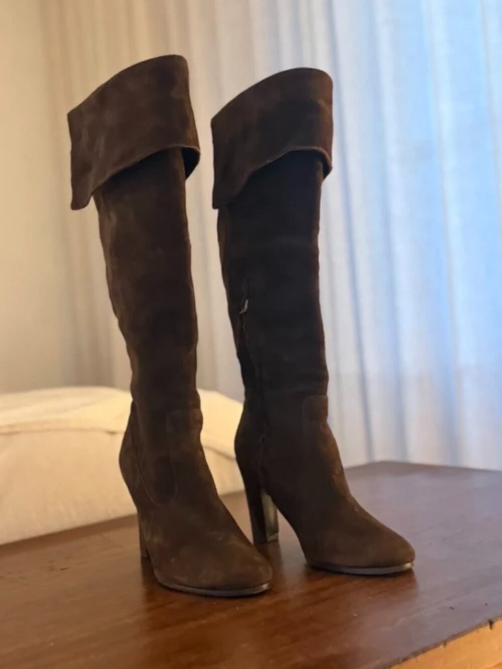 Y2K LOFT Brown Suede Knee High Boots | Foldover Cuff